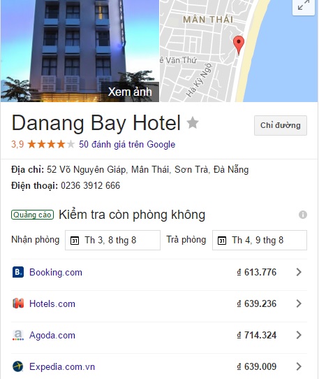 Giá phòng khách sạn Đà Nẵng tháng 8